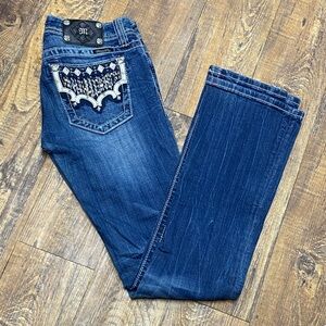 Miss Me size 28 Dark Boot‎ Cut stretch bling studded casual cowgirl lady rider